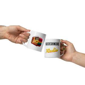 Back2House Radio White glossy mug
