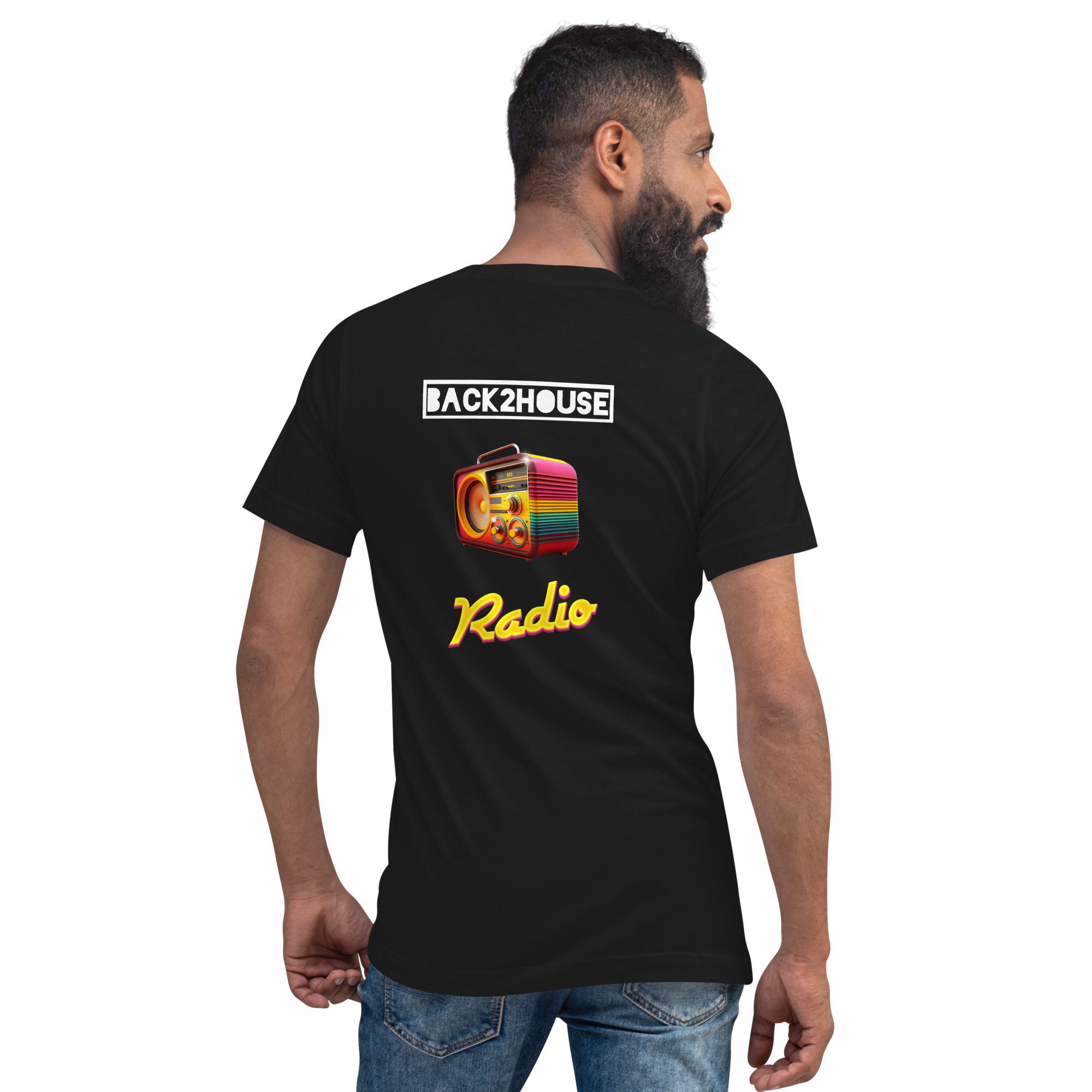Back2House Radio Unisex Short Sleeve V-Neck T-Shirt - Image 4