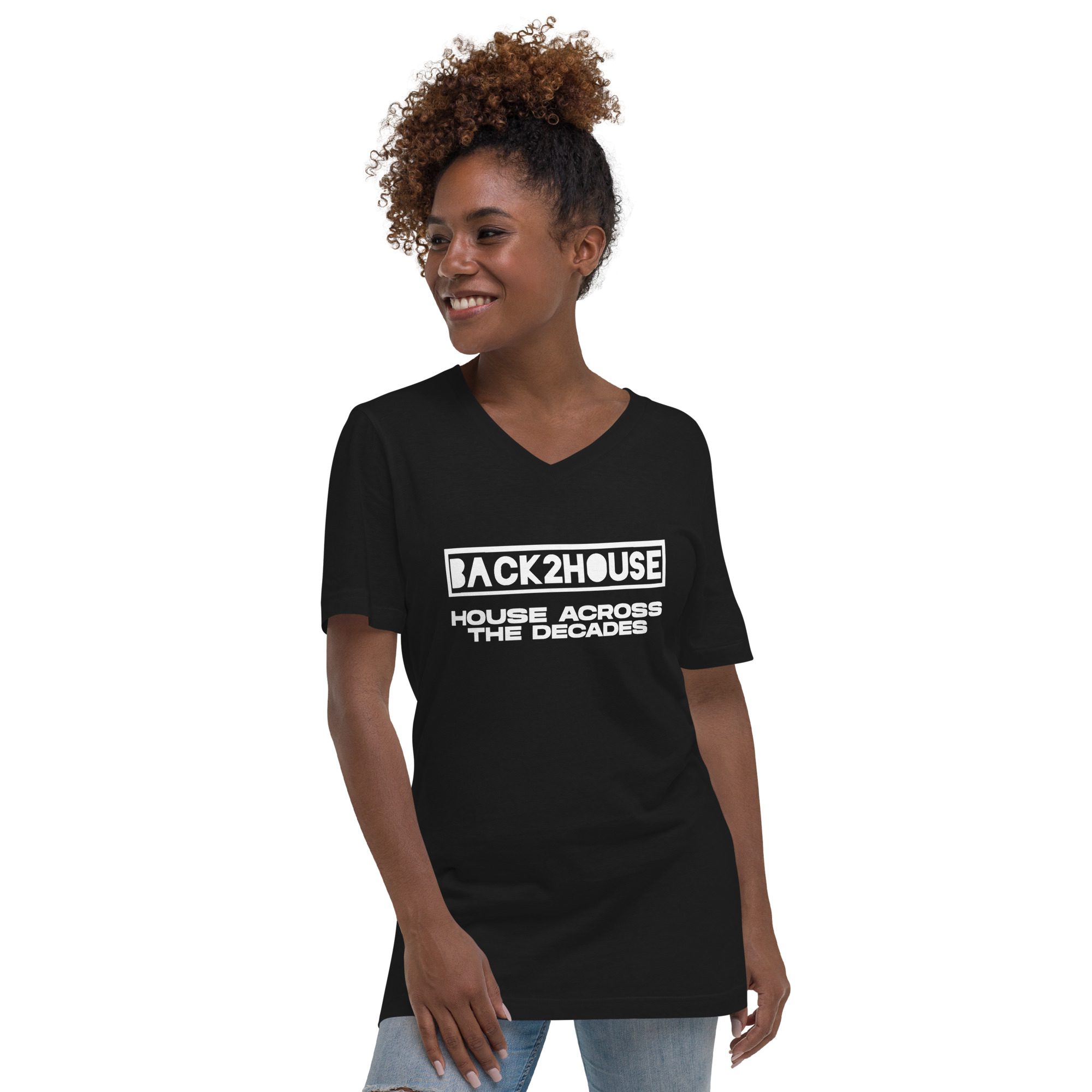 Back2House Radio Unisex Short Sleeve V-Neck T-Shirt - Image 2