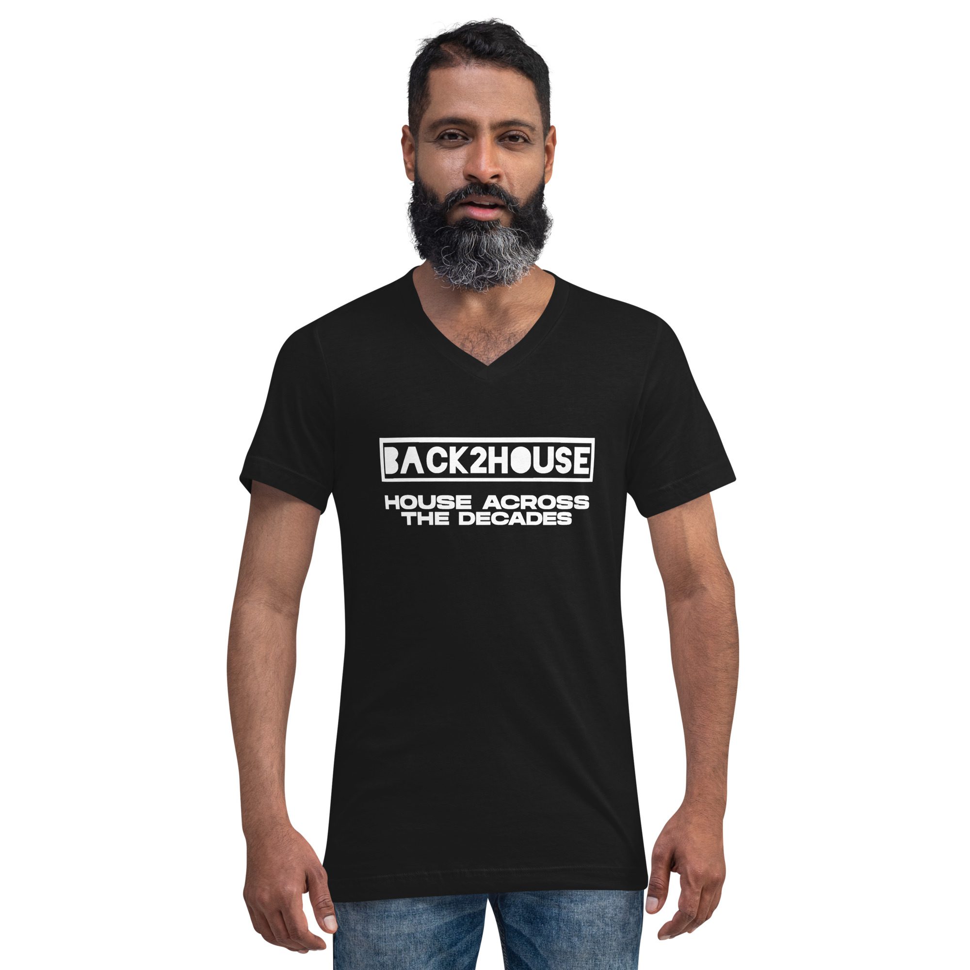 Back2House Radio Unisex Short Sleeve V-Neck T-Shirt - Image 3