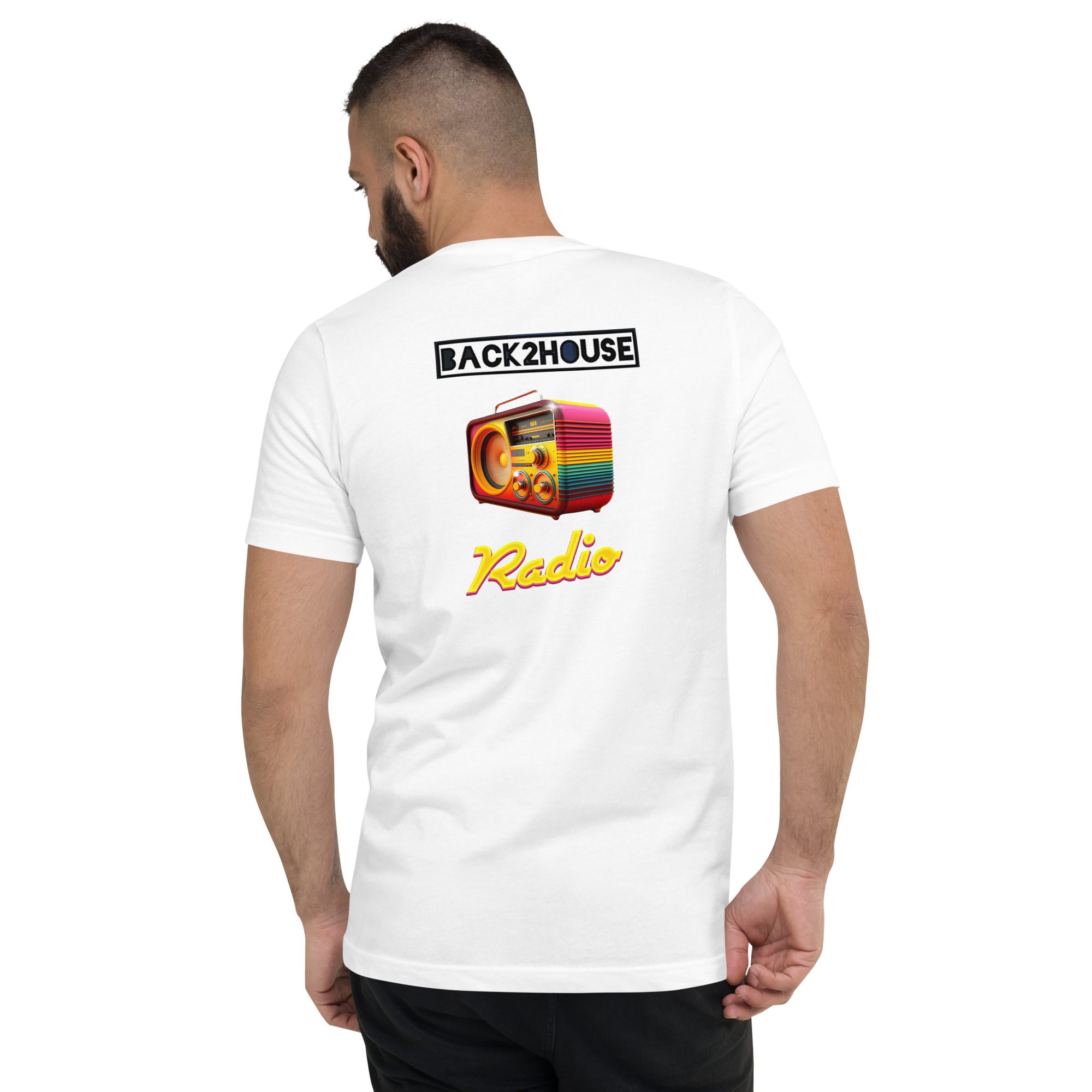 Back2House Radio Unisex Short Sleeve V-Neck T-Shirt - Image 3
